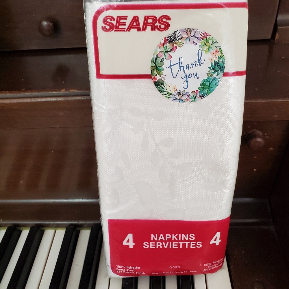 Sears White Napkins Set of 4